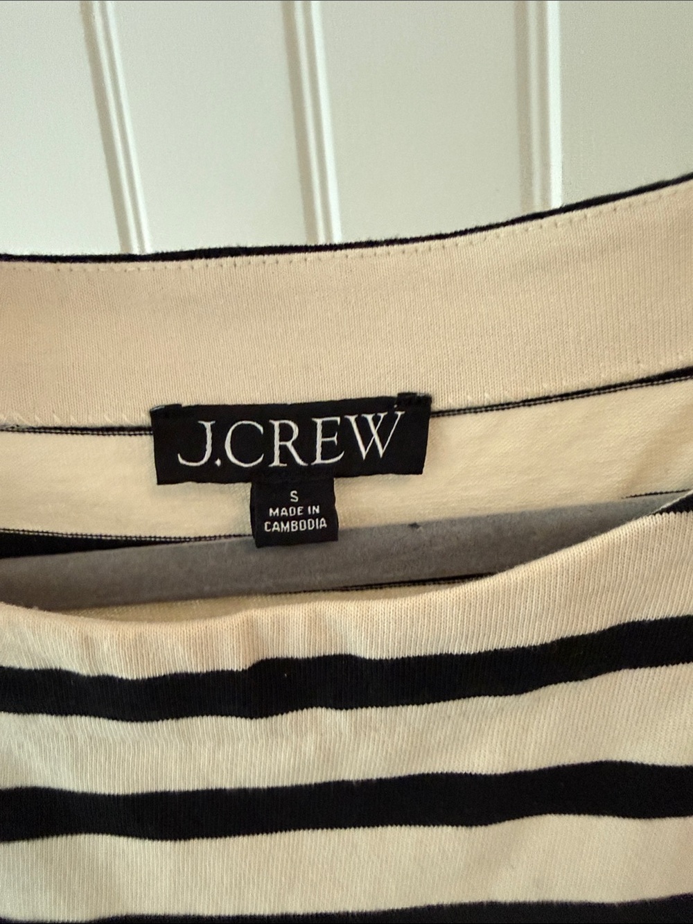 J. Crew Black and Cream Striped Short-Sleeve Midi Dress - Picture 3 of 3